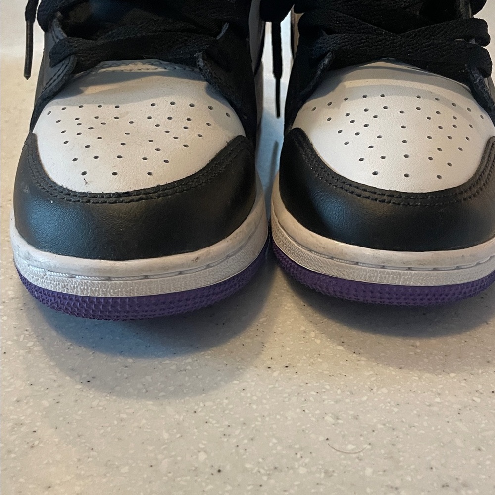 Nike Air Jordan 1 Mid Black and Purple Sneakers - Picture 4 of 7